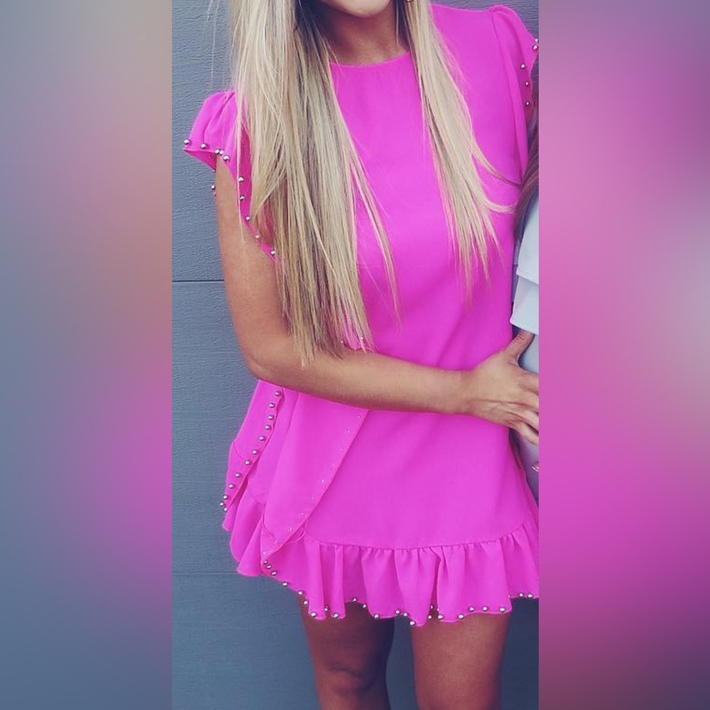These three boutique pink dress studded